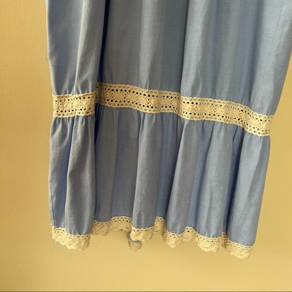 Japanese Blue Maxi Dress with Lace Detail - Picture 6 of 8